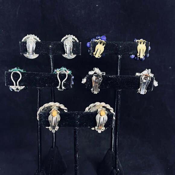 Vintage Lot Of 5 Silver Tone Clip On Earrings (5278) - Picture 5 of 6